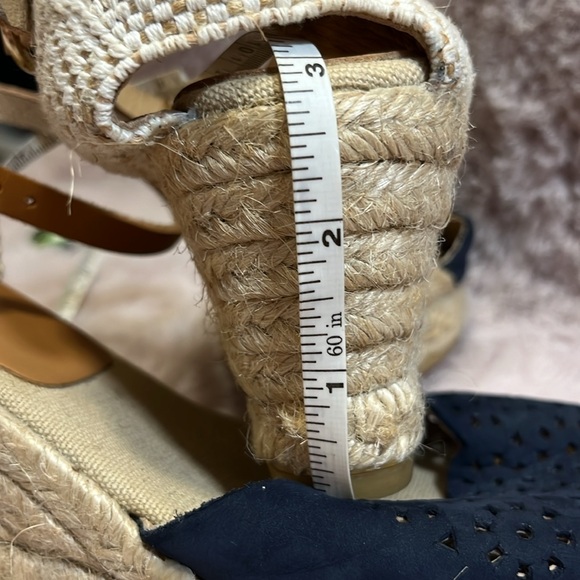 kanna wedge shoes espadrilles, w/ ankle strap EUC navy navy and beige/7.5 - Picture 8 of 9
